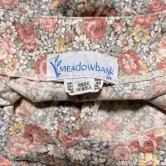 Cottagecore VINTAGE floral calico prairie button front dress with pockets Easter - Picture 6 of 6